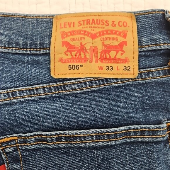 Levi's 506 Jeans Men's 33x32 Medium Wash Comfort Stretch Straight Leg Mid-Rise - Picture 7 of 16